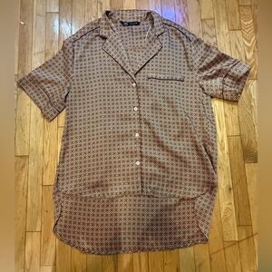 Zara Men's Casual Brown Geometric Shirt #428